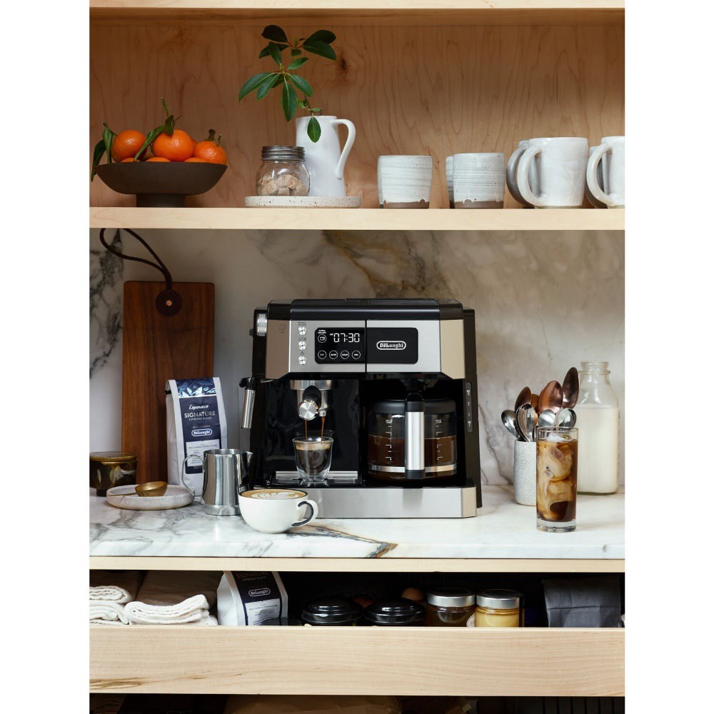 slide 1 of 3, DeLonghi De'Longhi All-In-One Combination Coffee and Espresso Machine - Black/Stainless Steel, 1 ct