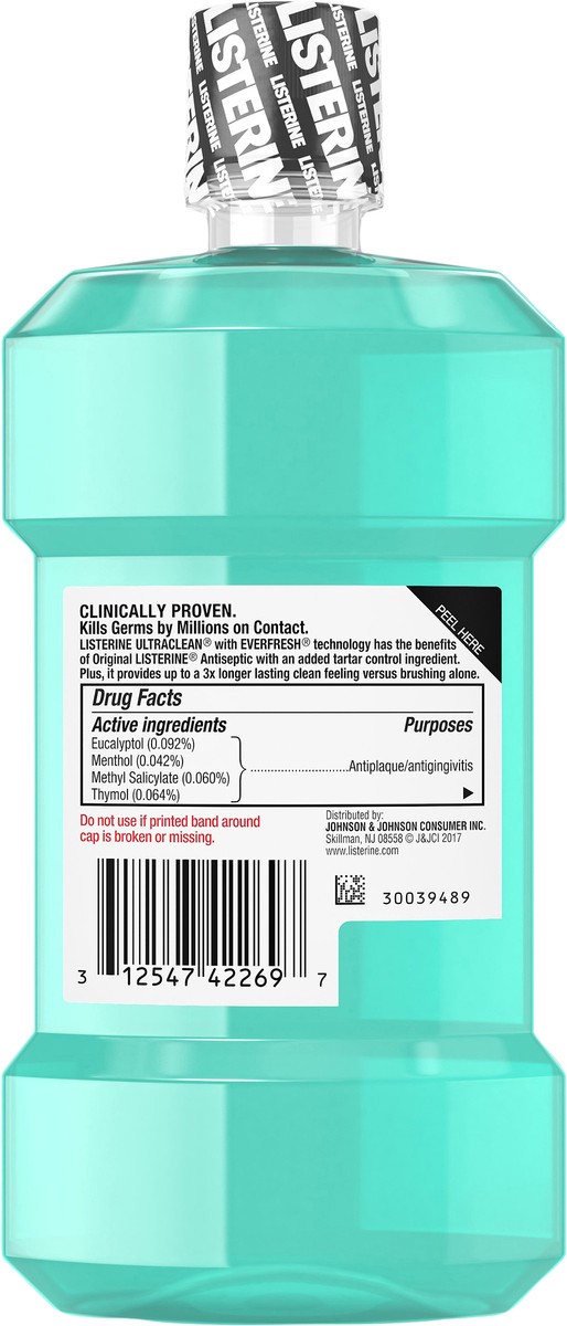 slide 4 of 7, Listerine Ultraclean Oral Care Antiseptic Mouthwash with Everfresh Technology to Help Fight Bad Breath, Gingivitis, Plaque and Tartar, Cool Mint, 8.5 Fl. Oz (250 mL), 250 ml