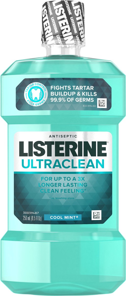 slide 5 of 7, Listerine Ultraclean Oral Care Antiseptic Mouthwash with Everfresh Technology to Help Fight Bad Breath, Gingivitis, Plaque and Tartar, Cool Mint, 8.5 Fl. Oz (250 mL), 250 ml