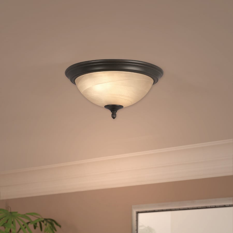 slide 3 of 6, allen + roth 1 -Light 13-in Oil rubbed Bronze Flush Mount Light, 1 ct