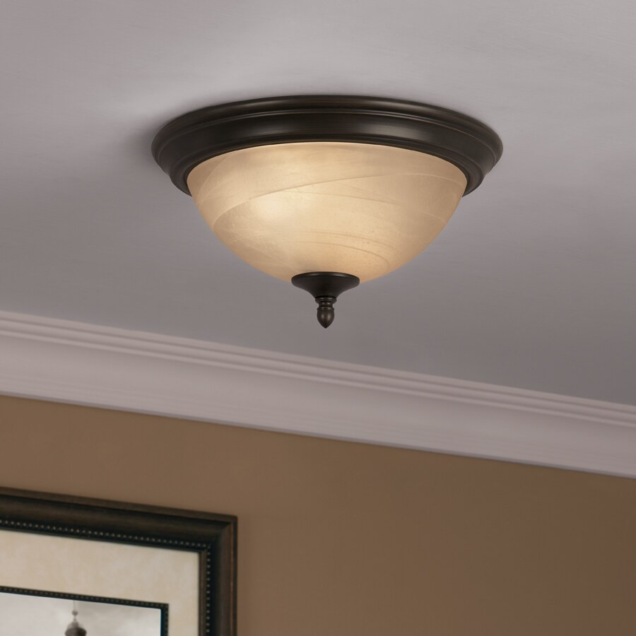 slide 4 of 6, allen + roth 1 -Light 13-in Oil rubbed Bronze Flush Mount Light, 1 ct