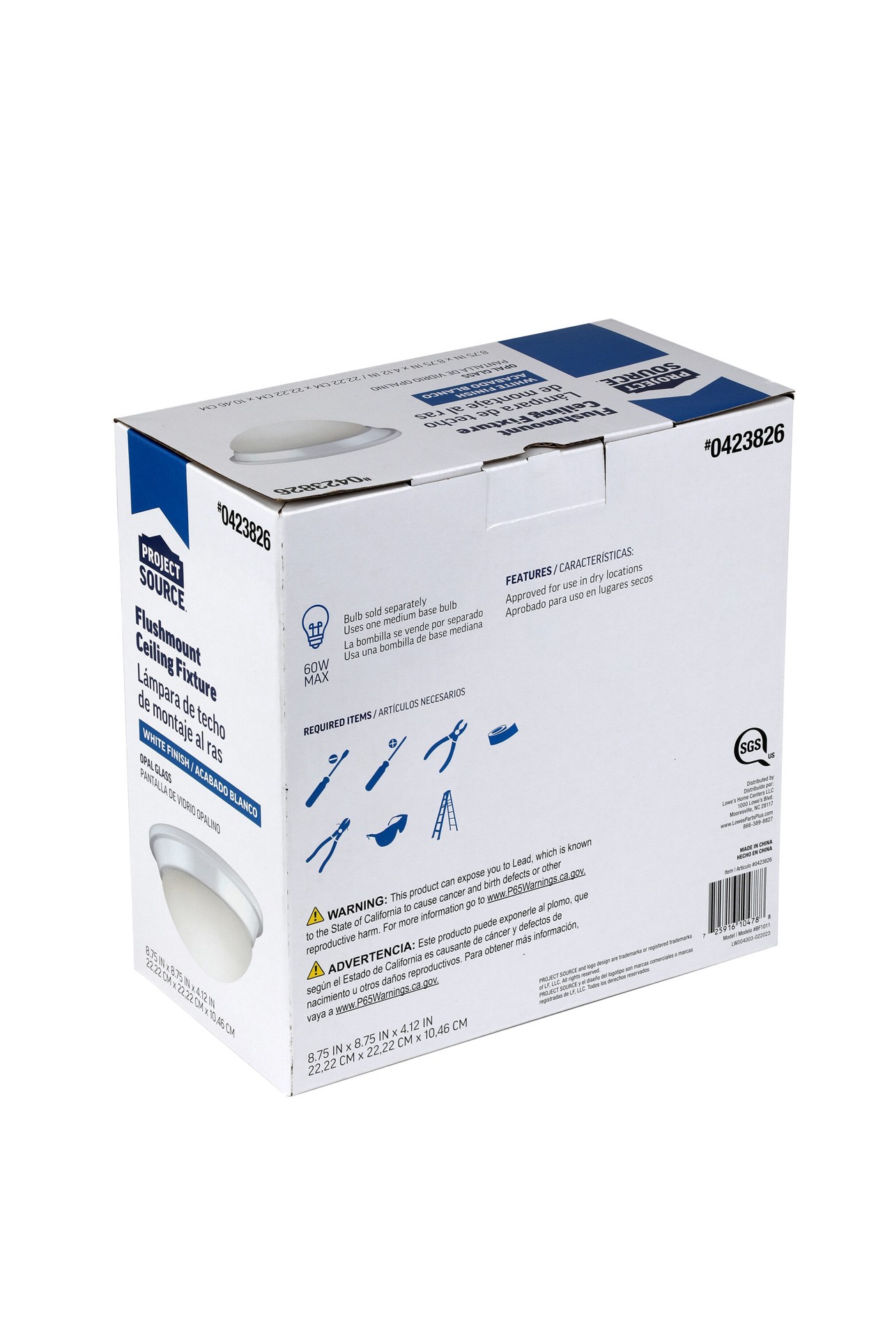 slide 3 of 6, Project Source 1 -Light 8.75-in Satin White Flush Mount Light, 1 ct