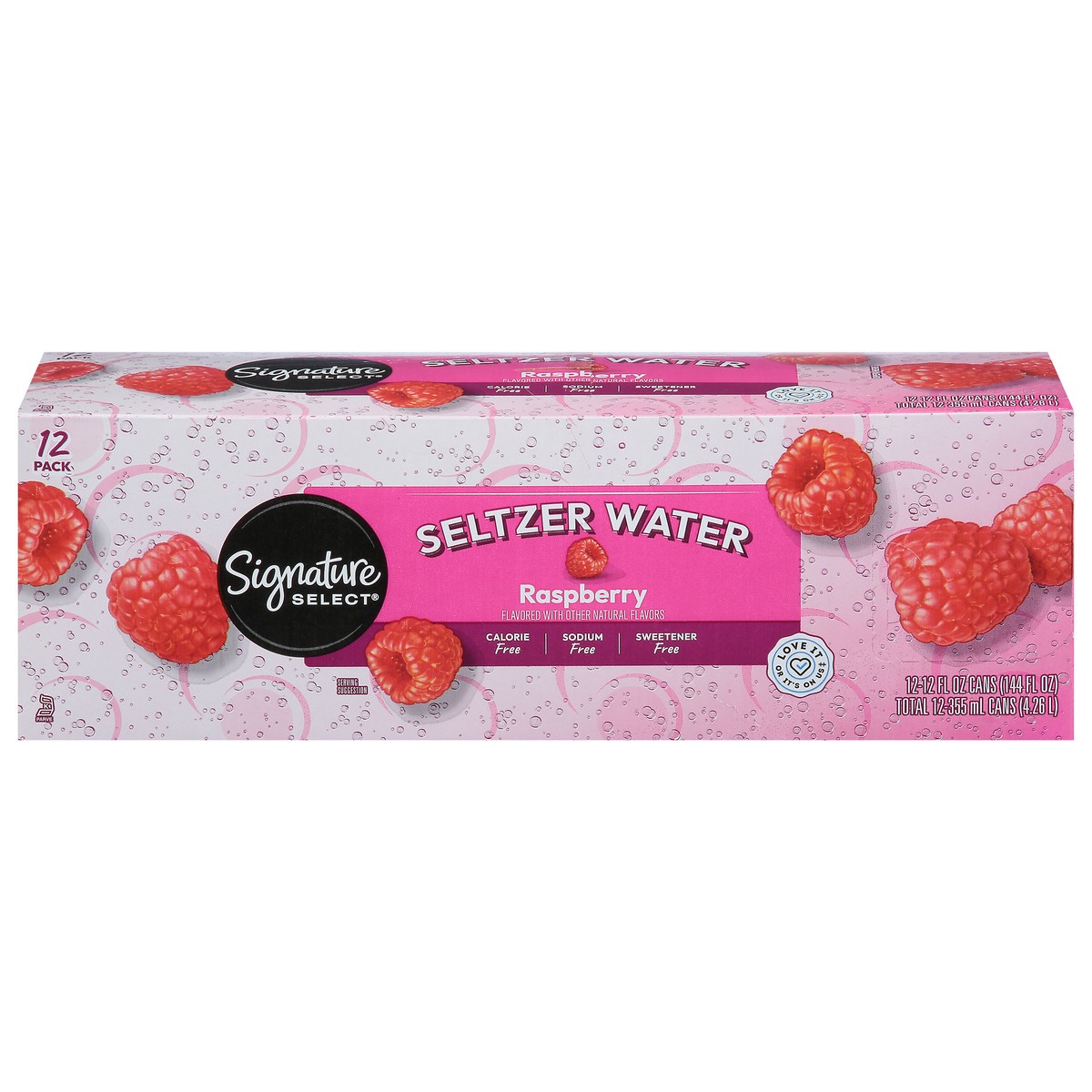 slide 1 of 14, Signature Select Raspberry Seltzer Water 12 - 12 fl oz Cans, 12 ct