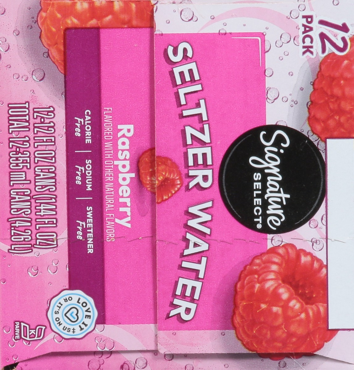 slide 5 of 14, Signature Select Raspberry Seltzer Water 12 - 12 fl oz Cans, 12 ct