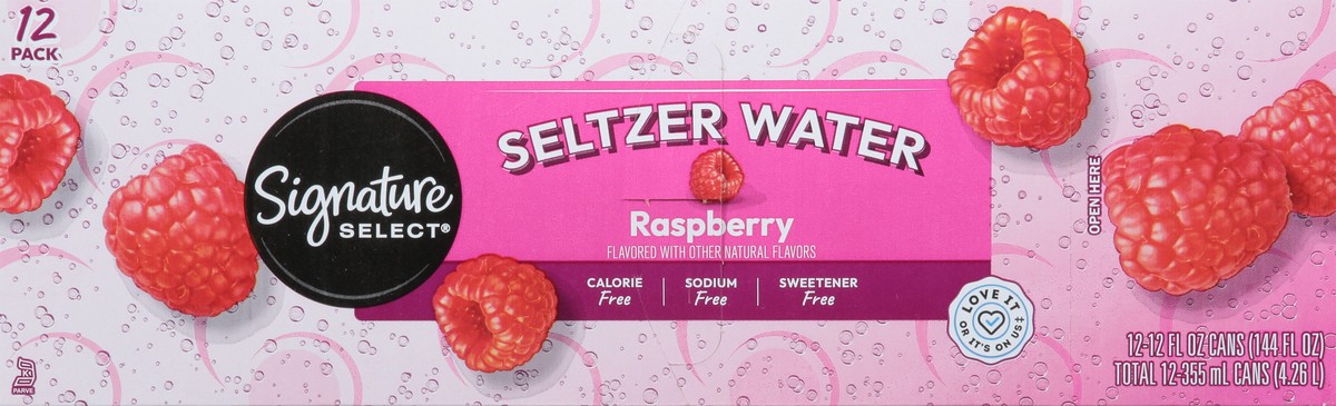 slide 13 of 14, Signature Select Raspberry Seltzer Water 12 - 12 fl oz Cans, 12 ct