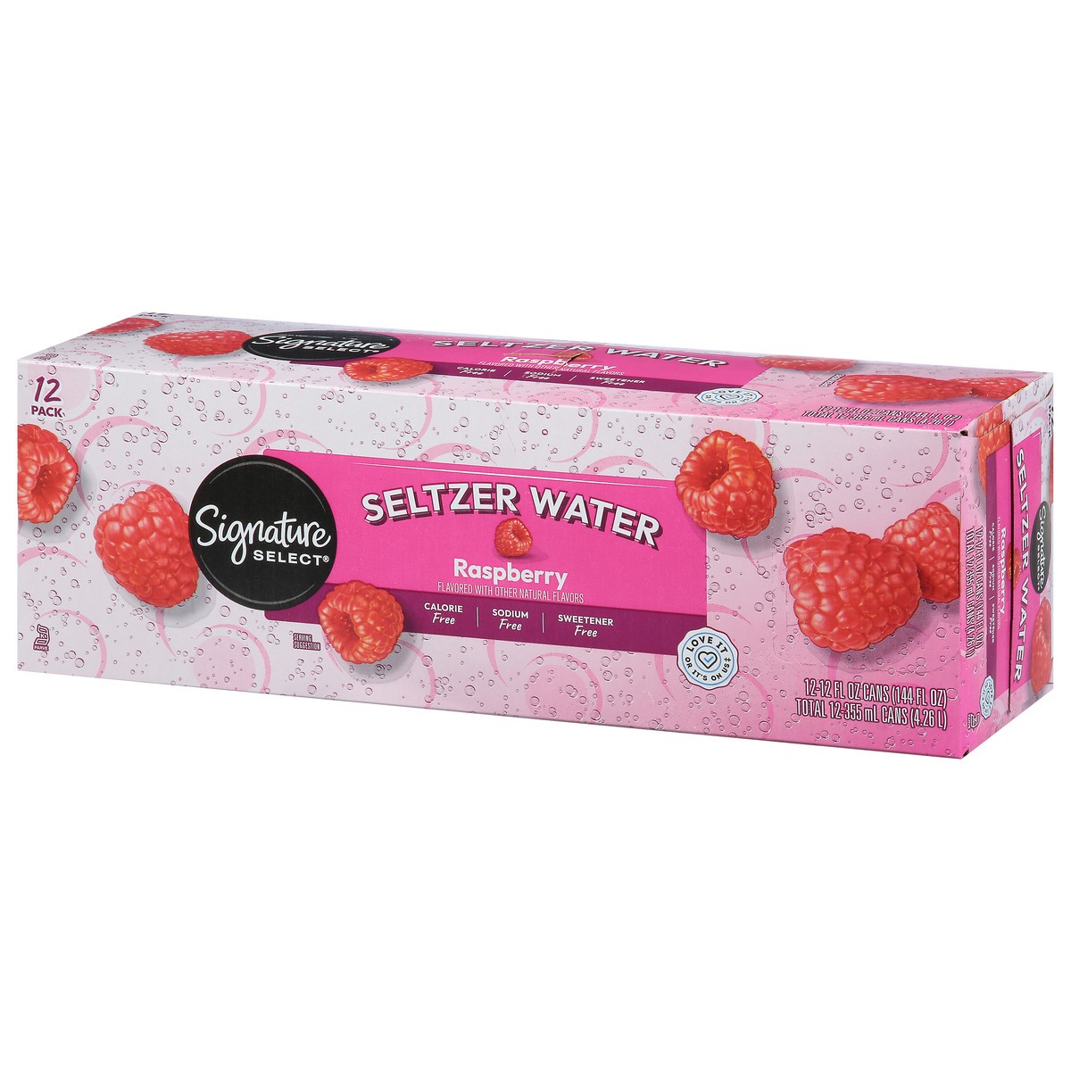 slide 3 of 14, Signature Select Raspberry Seltzer Water 12 - 12 fl oz Cans, 12 ct