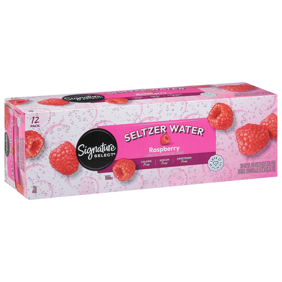 slide 4 of 14, Signature Select Raspberry Seltzer Water 12 - 12 fl oz Cans, 12 ct