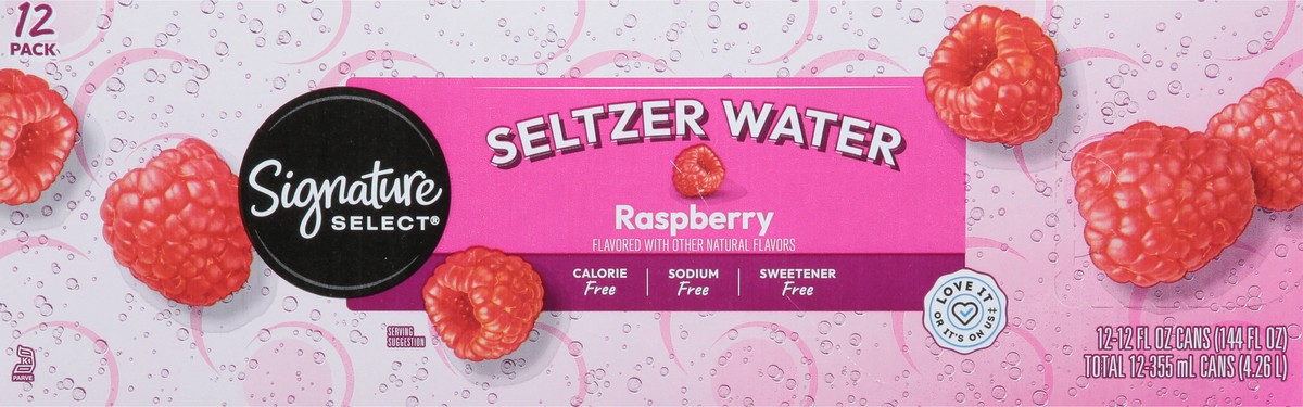 slide 9 of 14, Signature Select Raspberry Seltzer Water 12 - 12 fl oz Cans, 12 ct