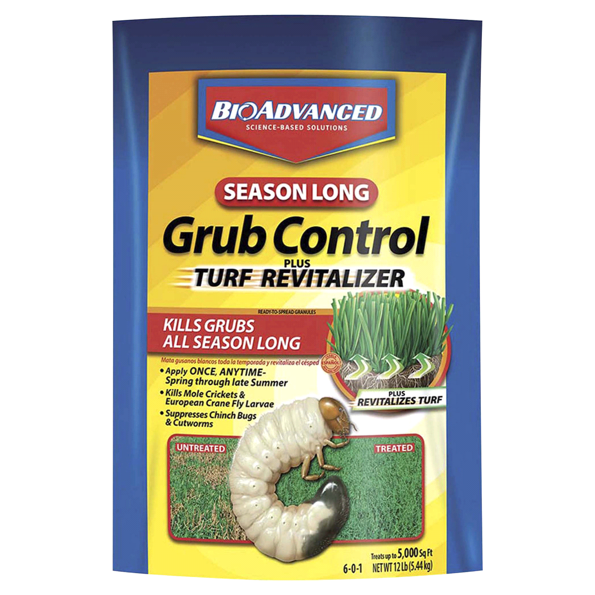 slide 1 of 7, Bioadvanced Grub Control Plus Turf Revitalizer 12 lb, 12 lb