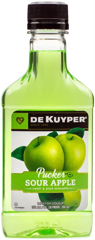 slide 1 of 1, DeKuyper Pucker Sour Apple Schnapps Liqueur 200 ml, 200 ml