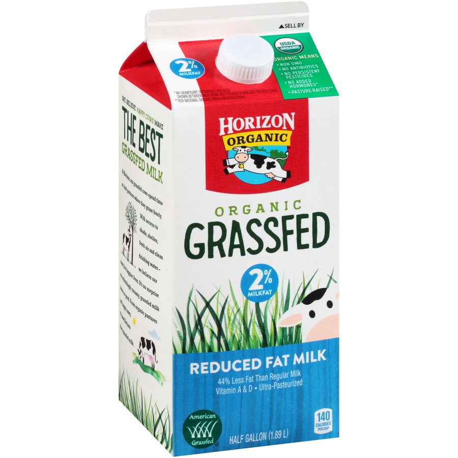 slide 2 of 8, Horizon Organic Grassfed 2% Reduced Fat Milk with Vitamin D, Half Gallon, 64 fl oz