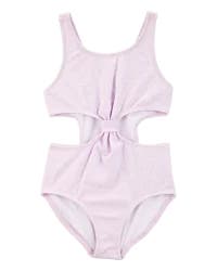 Carter's Kid 1-Piece Ribbed Cut-Out Swimsuit Purple 14