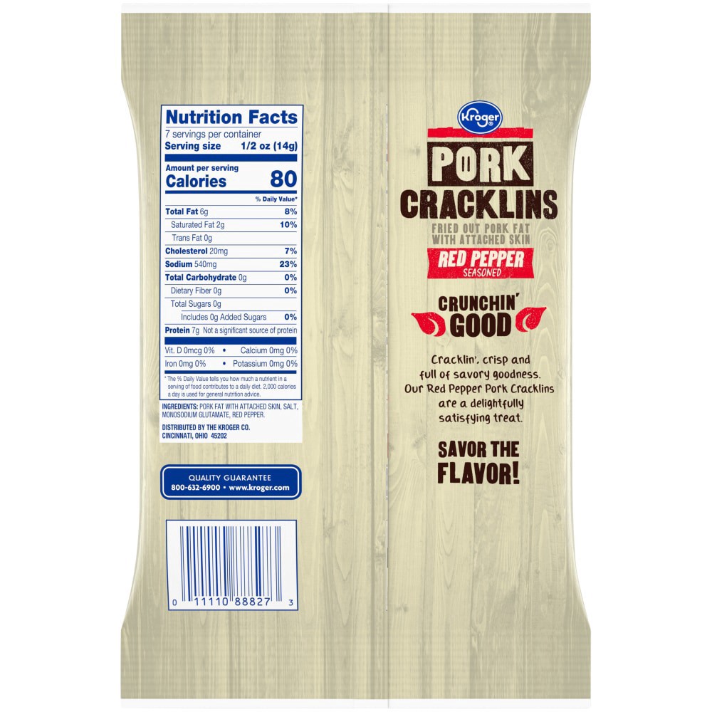 slide 2 of 4, Kroger Red Pepper Seasoned Pork Cracklins, 3.5 oz