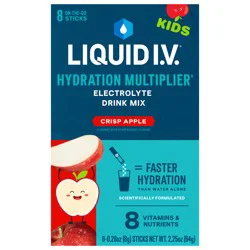 Liquid I.V. Hydration Multiplier for Kids, Electrolyte Powder Packet Drink Mix, Apple, 8 Ct
