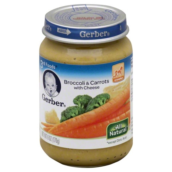 slide 1 of 3, Gerber Broccoli & Carrots, with Cheese, 6 oz