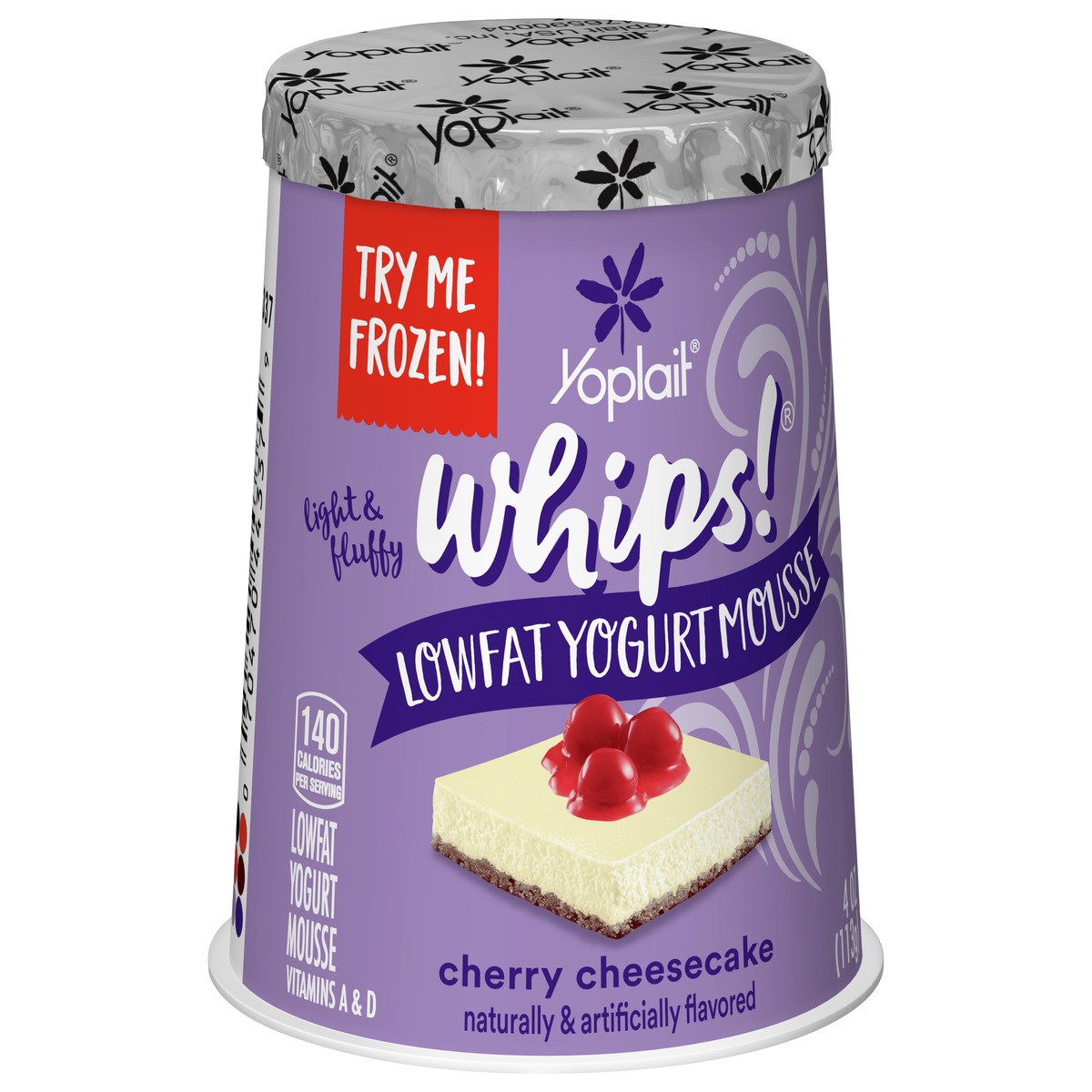 slide 9 of 9, Yoplait Whips Reduced Fat Yogurt Mousse, Cherry Cheesecake Flavored, Gluten Free Snack, 4 OZ Yogurt Cup, 4 oz