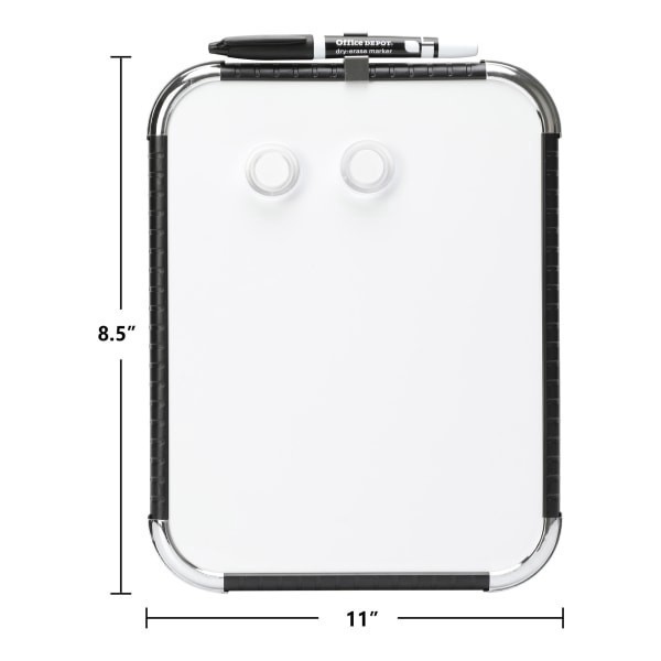 slide 5 of 5, Office Depot® Brand Mini Magnetic Dry-Erase Whiteboard, 8-1/2"" x 11"", Plastic Frame With Black Finish, 8 1/2 in x 11 in
