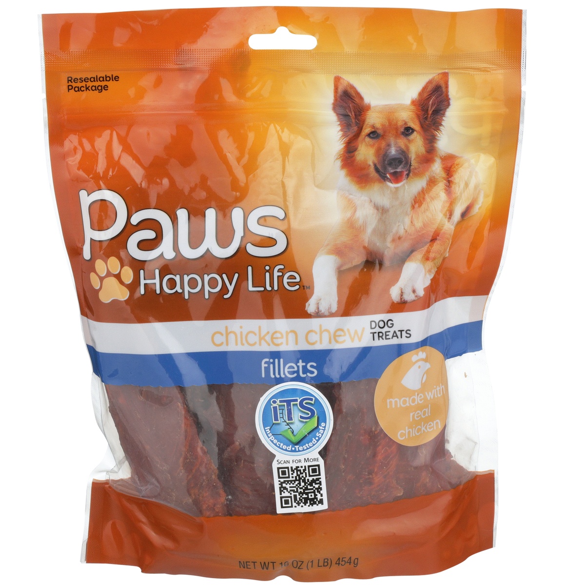 slide 1 of 1, Paws Happy Life Naturals Chicken Chew Fillets Dog Treats, 16 oz