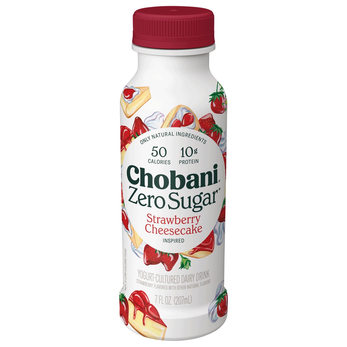 slide 2 of 8, Chobani Zero Sugar Strawberry Cheescake Yogurt-Cultured, 7 fl oz