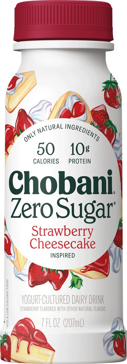slide 5 of 8, Chobani Zero Sugar Strawberry Cheescake Yogurt-Cultured, 7 fl oz