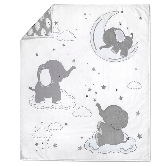 slide 1 of 3, Wendy Bellissimo Lil Elephant Quilt - White/Grey, 1 ct