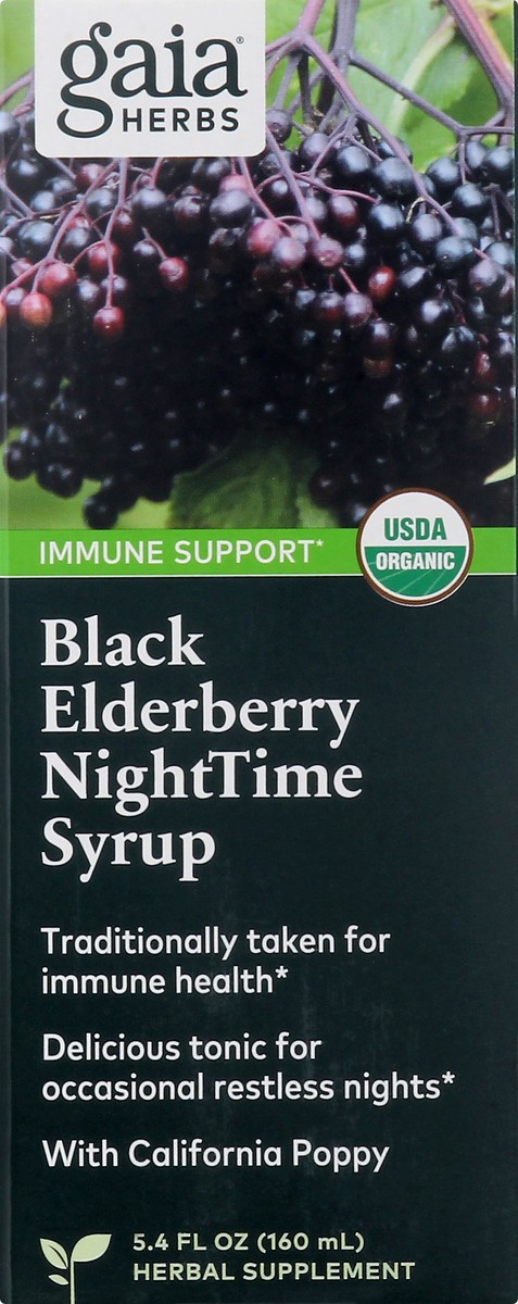 slide 9 of 9, Gaia Herbs Nighttime Formula Black Elderberry Syrup 5.4 oz, 5.4 oz