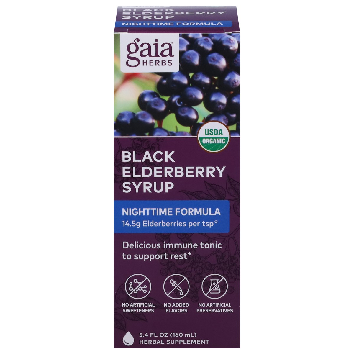 slide 1 of 9, Gaia Herbs Nighttime Formula Black Elderberry Syrup 5.4 oz, 5.4 oz
