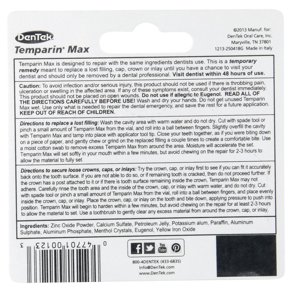 slide 2 of 2, DenTek Temparin Max Advanced Dental Repair Kit, 13+ Repairs, 3 ct