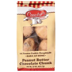 Carolyn's Cookie Company Frozen Peanut Butter Chocolate Chunk Cookie Dough Balls, 12 ct