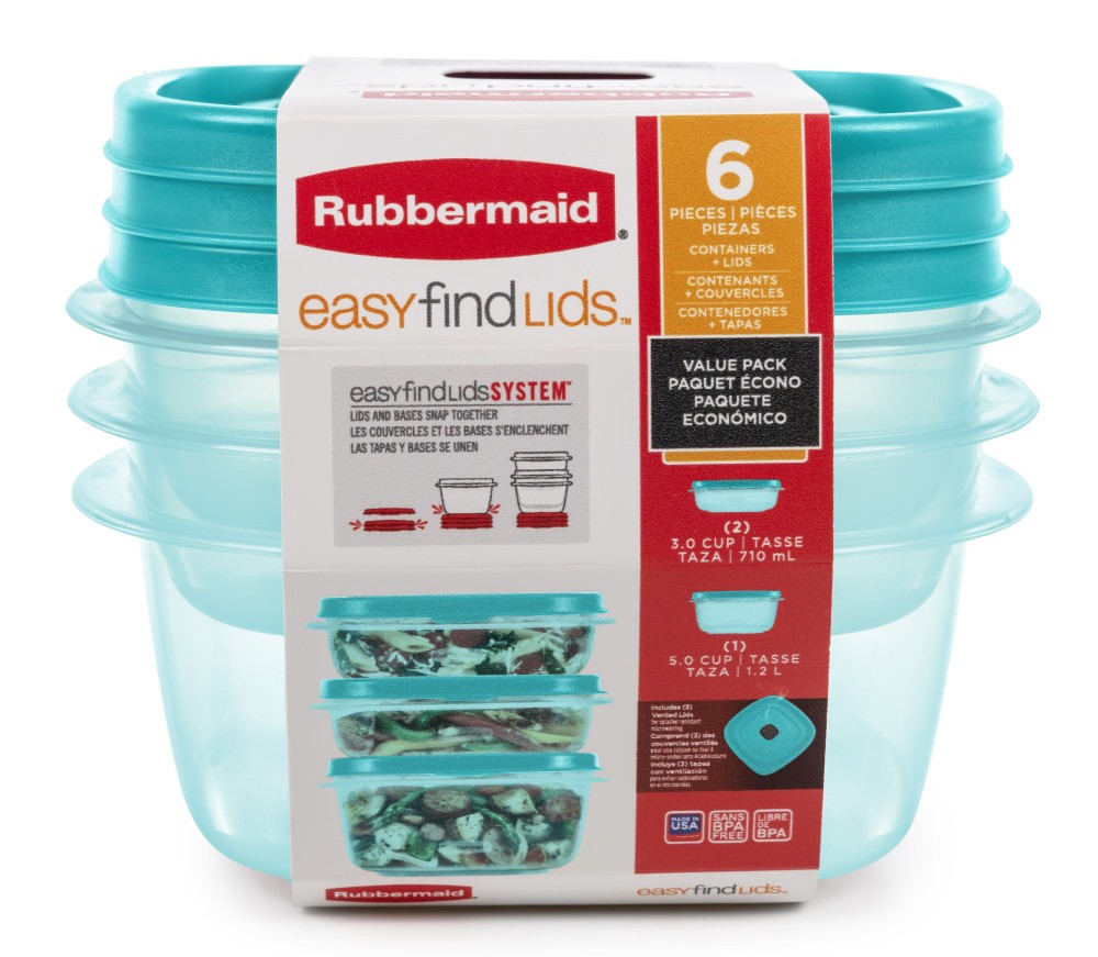 slide 1 of 1, Rubbermaid Easy Find Lid Storage Container - Turquoise, 6 ct