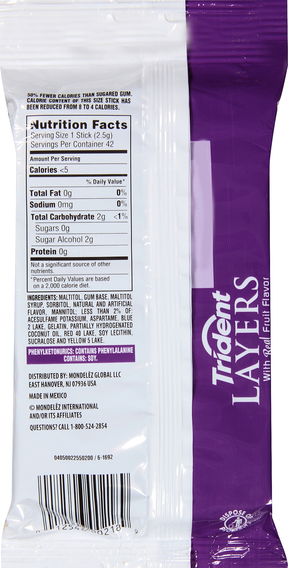 slide 4 of 6, Trident Layers Grape Lemonade Sugar Free Gum, 1 ct