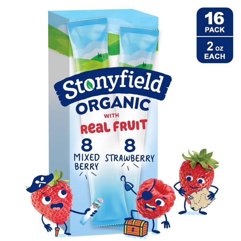 slide 3 of 11, Stonyfield Organic Kids' Strawberry & Mixed Berry Lowfat Yogurt - 32oz/16ct, 32 oz, 16 ct