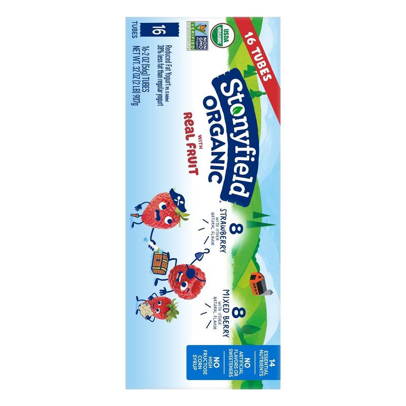 slide 5 of 11, Stonyfield Organic Kids' Strawberry & Mixed Berry Lowfat Yogurt - 32oz/16ct, 32 oz, 16 ct