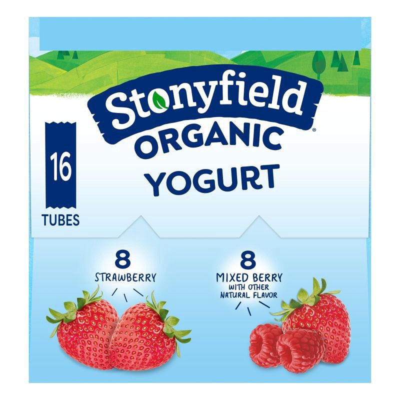 slide 5 of 11, Stonyfield Organic Kids' Strawberry & Mixed Berry Lowfat Yogurt - 16ct/2oz Tubes, 16 ct; 2 oz