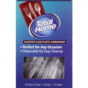 slide 1 of 1, Total Home By CVS Assorted Clear Plastic Dinnerware, 96 ct