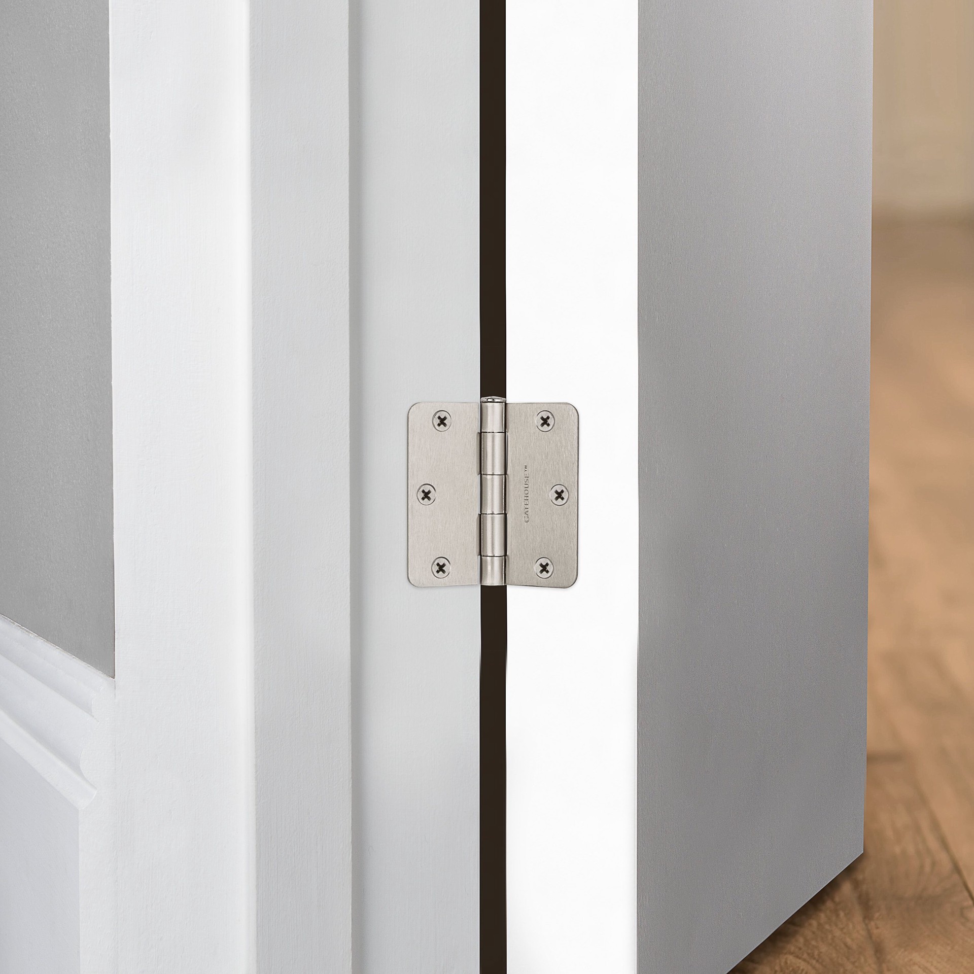 slide 4 of 6, RELIABILT 3-in H x 1/4-in Radius Silver Mortise Interior Door Hinge, 1 ct