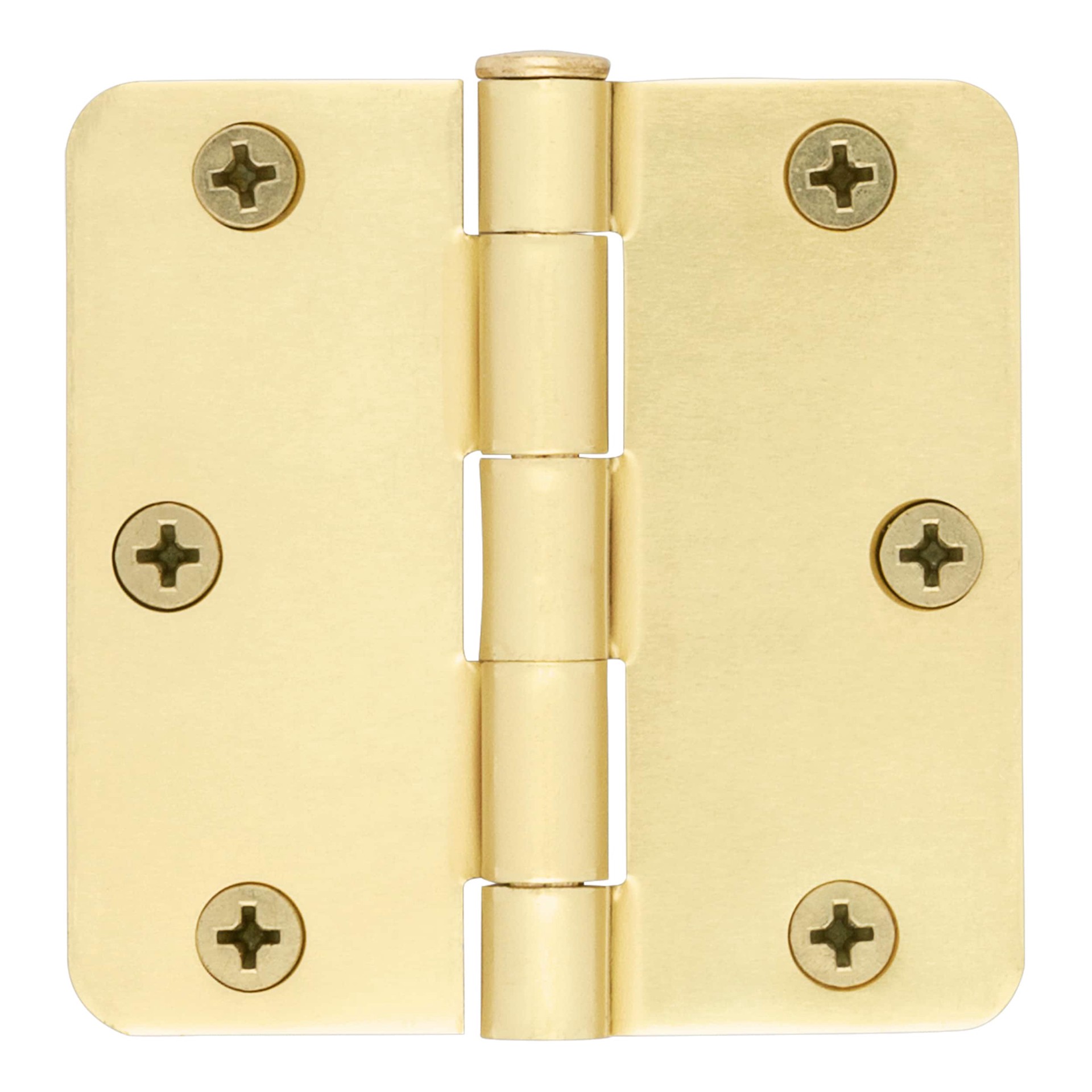 slide 3 of 6, RELIABILT 3-in H x 1/4-in Radius Satin Brass Mortise Interior Door Hinge, 1 ct