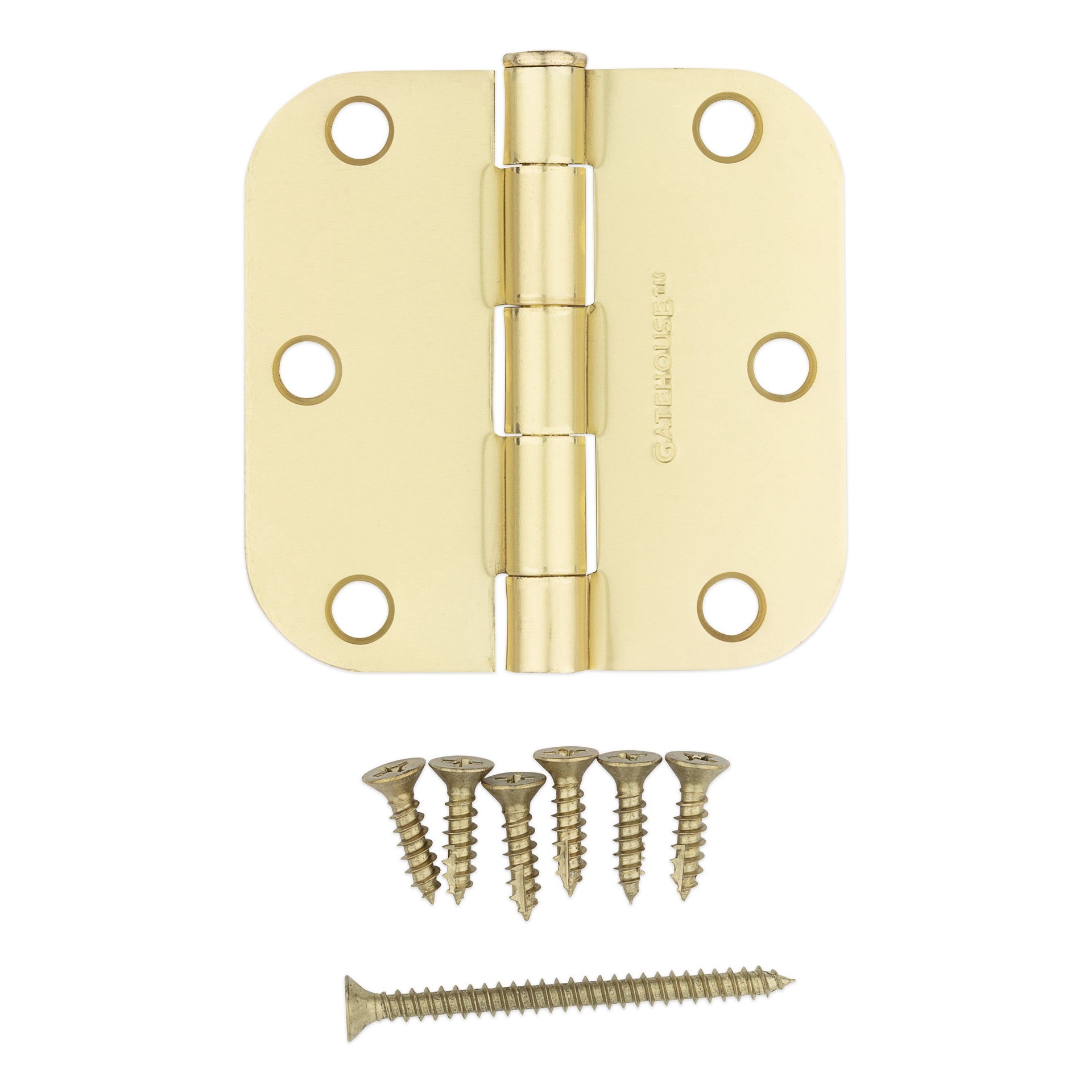 slide 4 of 6, RELIABILT 3-in H x 5/8-in Radius Gold Mortise Interior Door Hinge, 1 ct