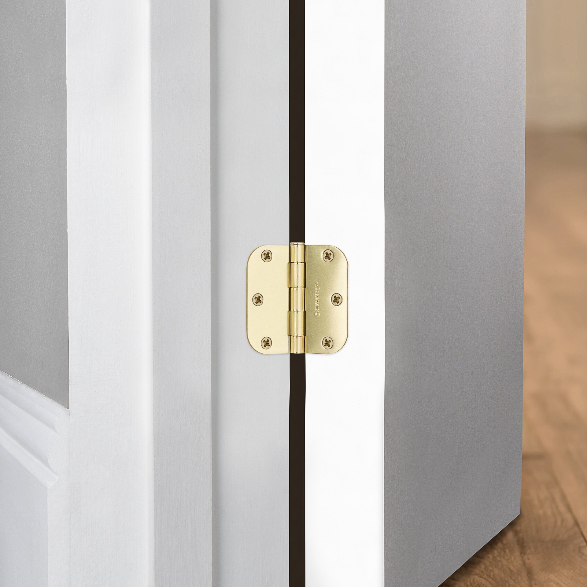 slide 6 of 6, RELIABILT 3-in H x 5/8-in Radius Gold Mortise Interior Door Hinge, 1 ct