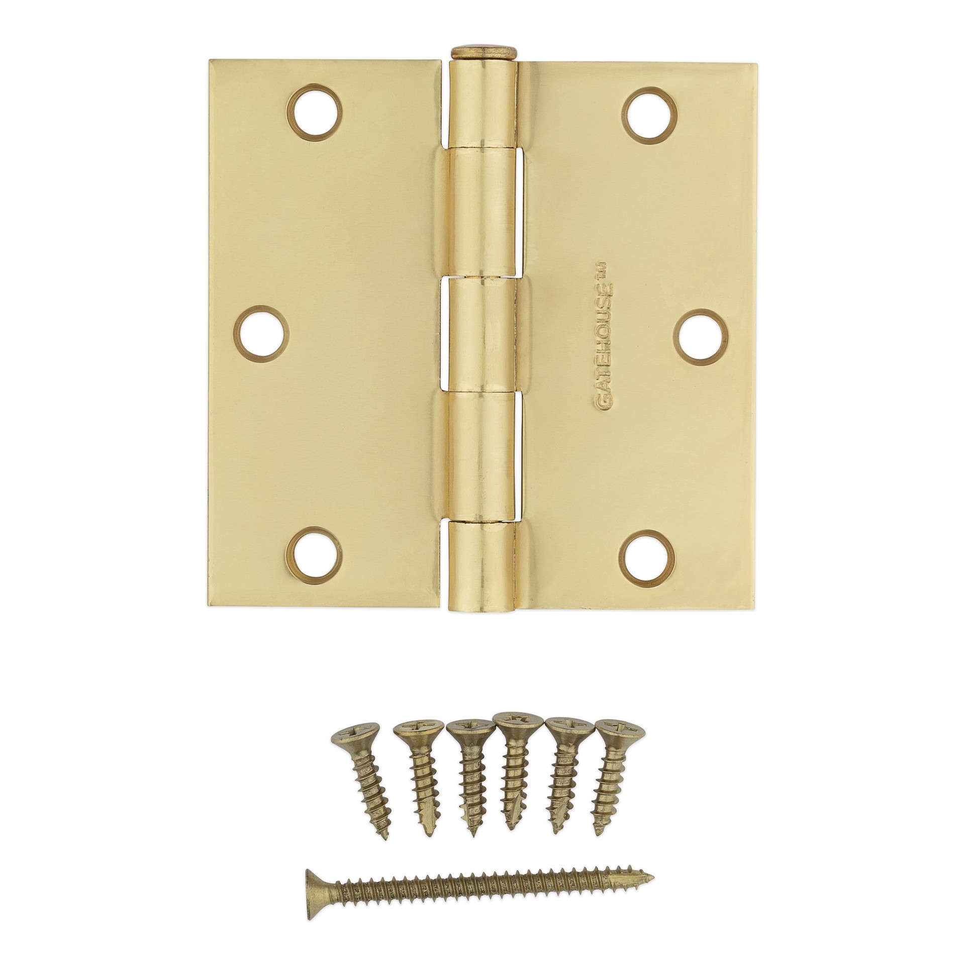 slide 4 of 6, RELIABILT 3-1/2-in H Square Gold Mortise Interior Door Hinge, 1 ct