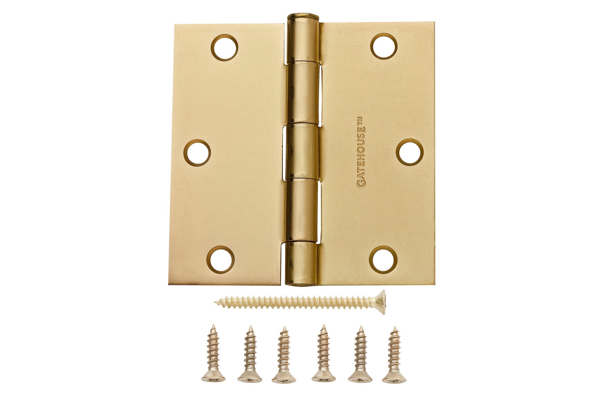 slide 5 of 6, RELIABILT 3-1/2-in H Square Gold Mortise Interior Door Hinge, 1 ct