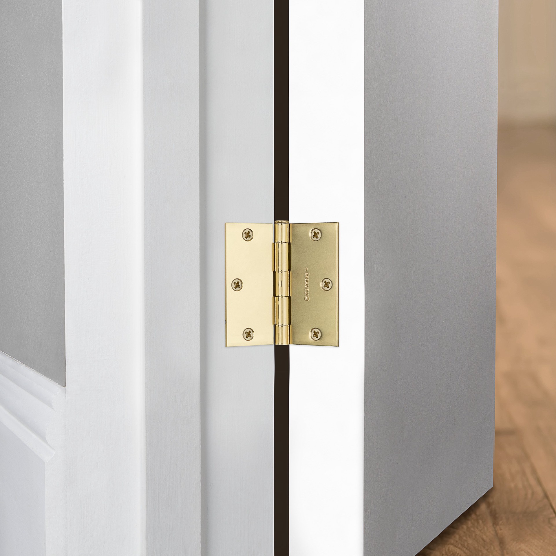 slide 6 of 6, RELIABILT 3-1/2-in H Square Gold Mortise Interior Door Hinge, 1 ct