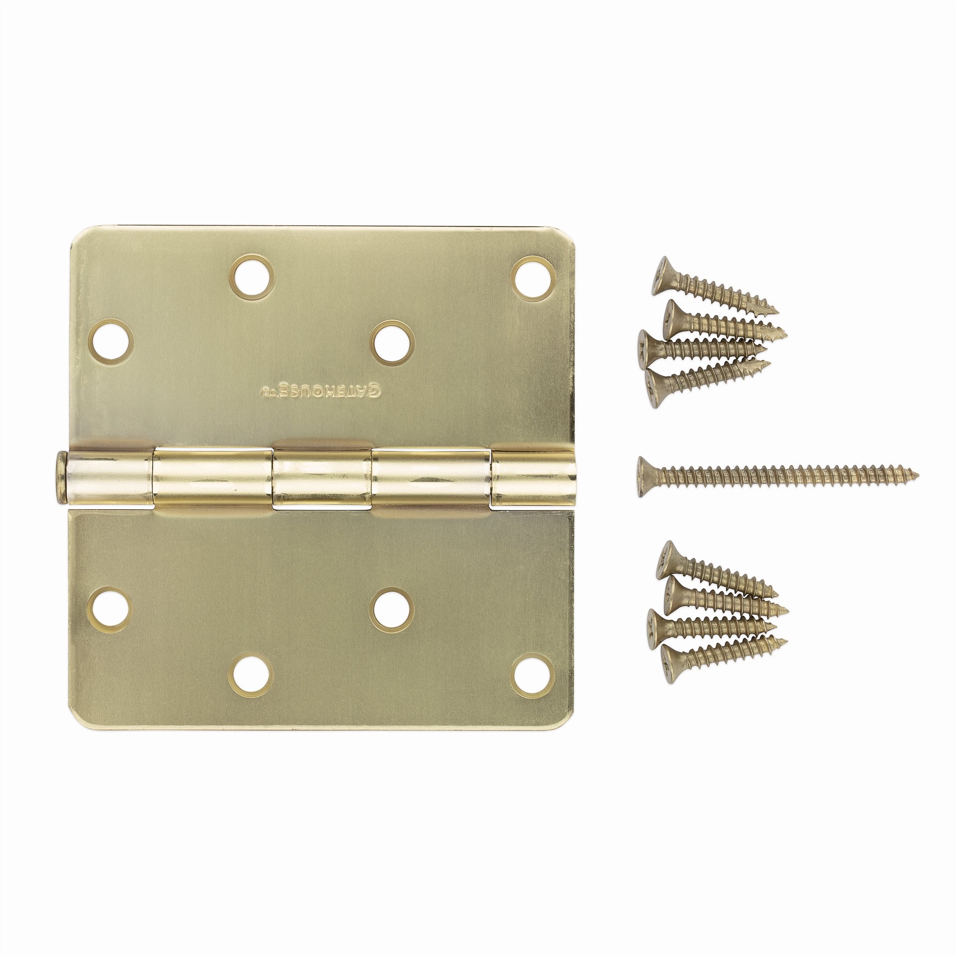 slide 3 of 6, RELIABILT 4-in H Brass Mortise Interior/Exterior Door Hinge, 1 ct