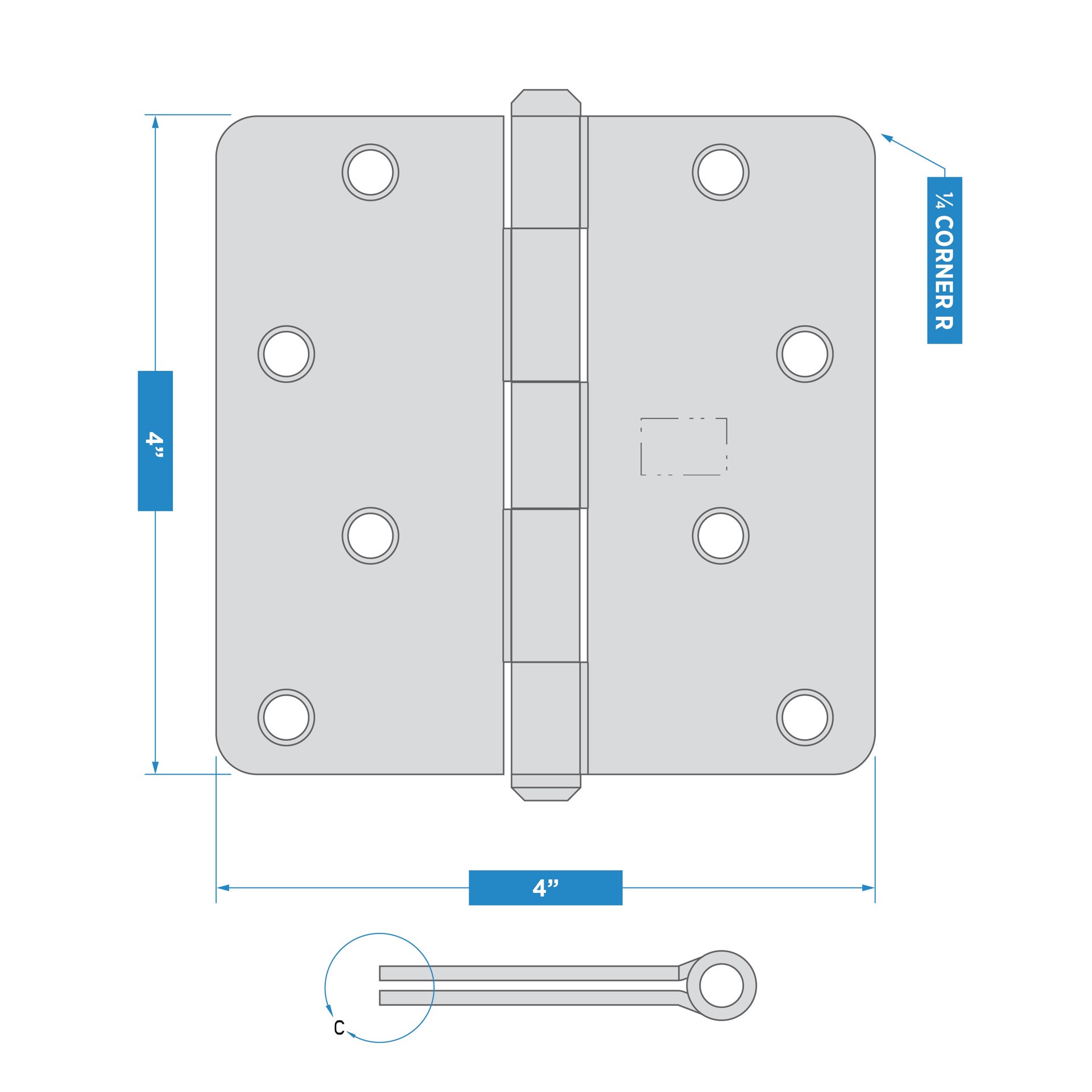 slide 5 of 6, RELIABILT 4-in H Brass Mortise Interior/Exterior Door Hinge, 1 ct