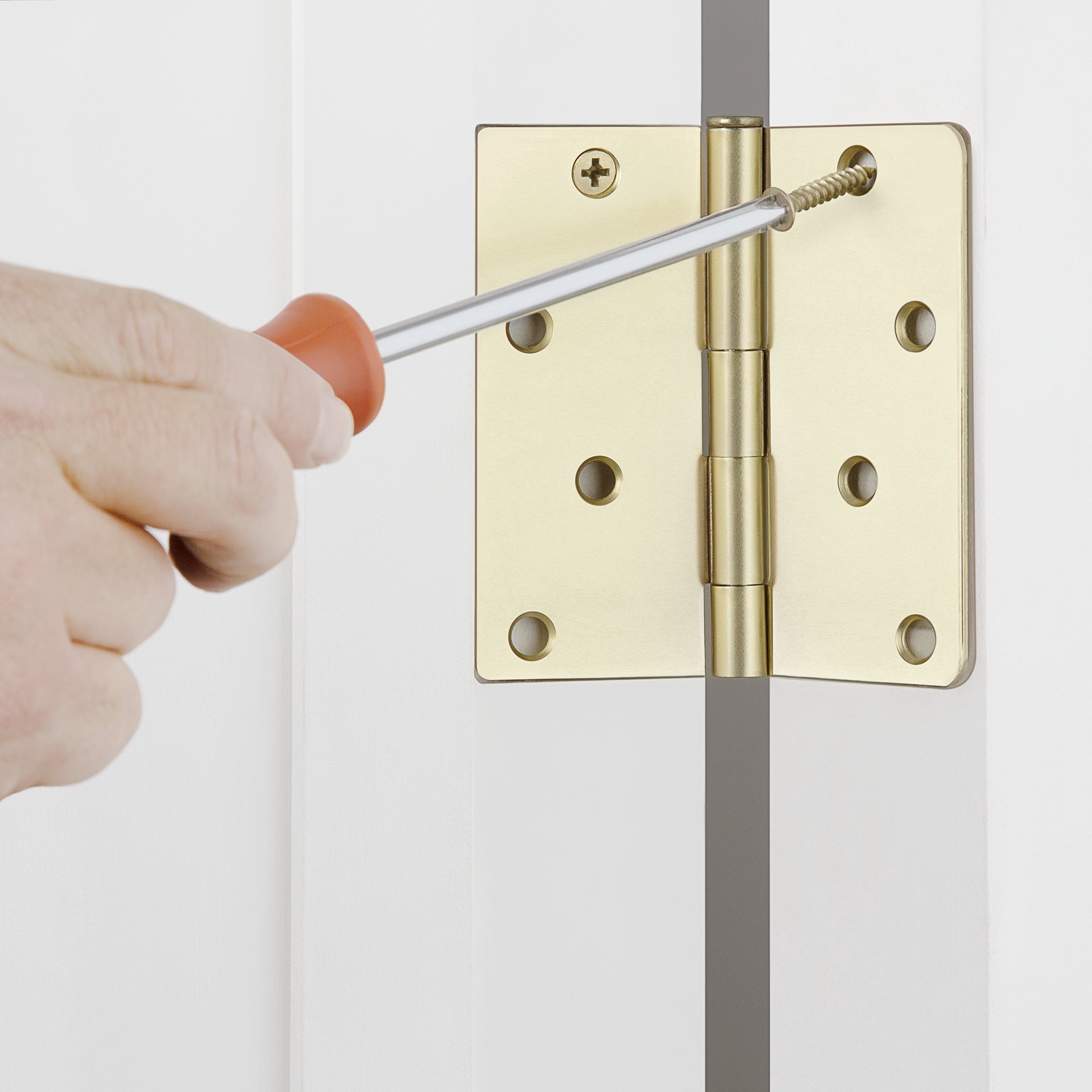 slide 6 of 6, RELIABILT 4-in H Brass Mortise Interior/Exterior Door Hinge, 1 ct