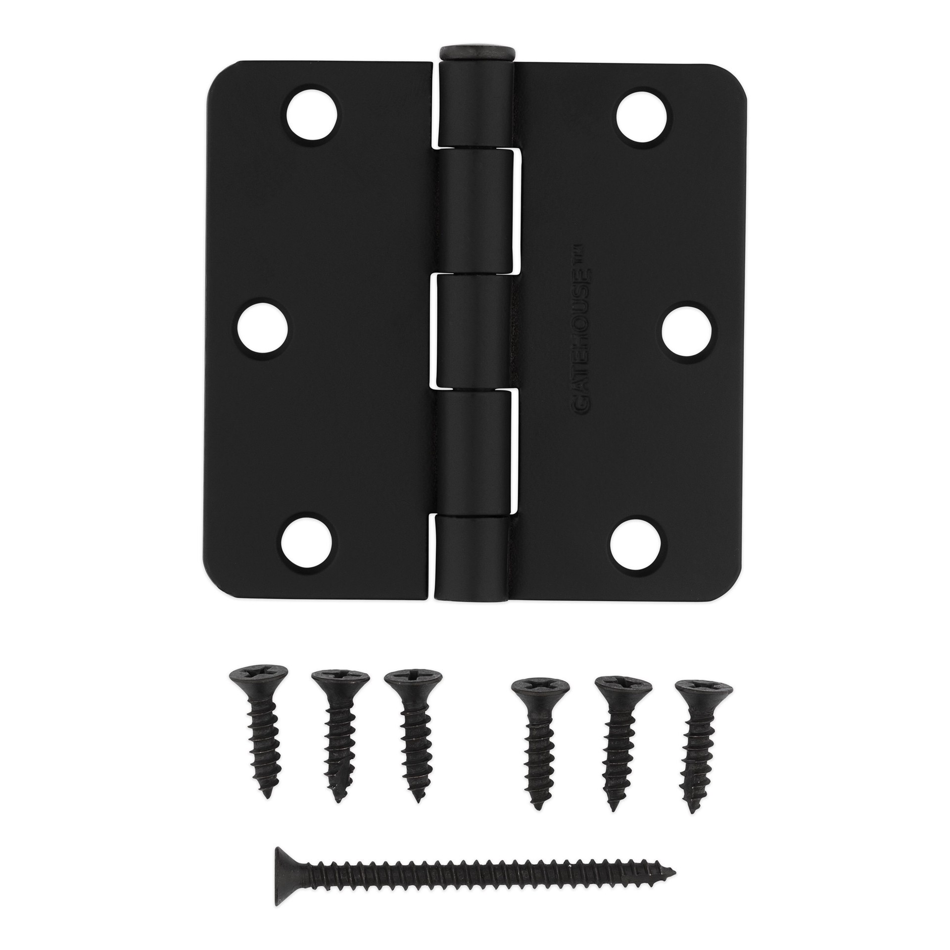 slide 6 of 6, RELIABILT 3-in H x 1/4-in Radius Oil-Rubbed Bronze Mortise Interior Door Hinge, 1 ct