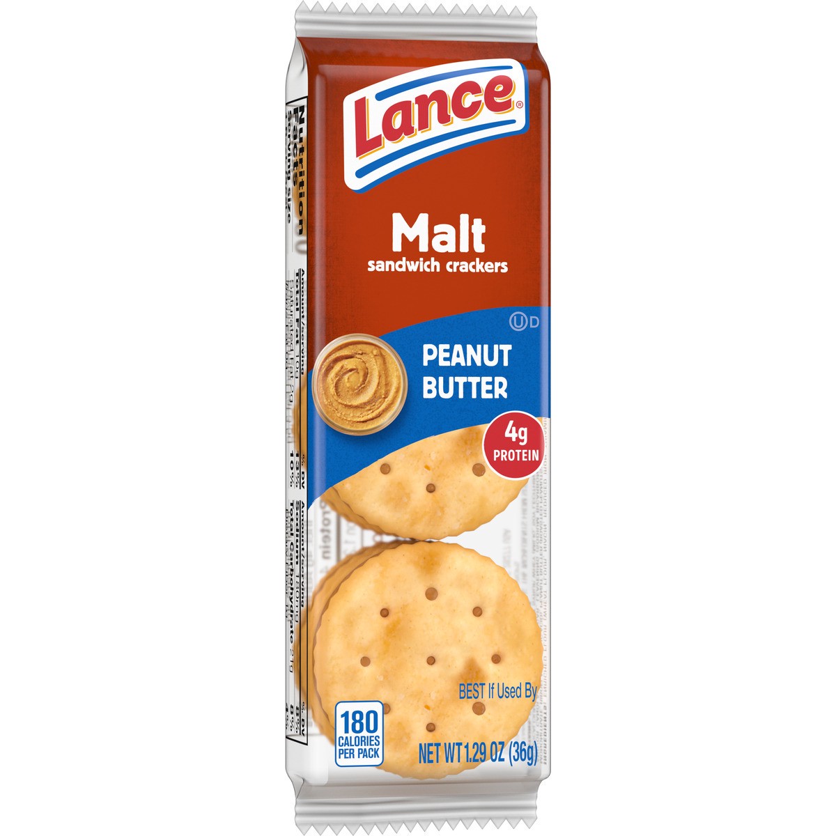 slide 2 of 11, Lance Malt Peanut Butter Crackers Single Pack, 1.29 oz