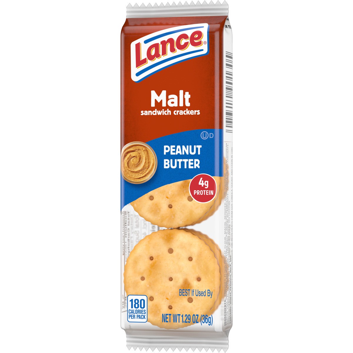 slide 3 of 11, Lance Malt Peanut Butter Crackers Single Pack, 1.29 oz