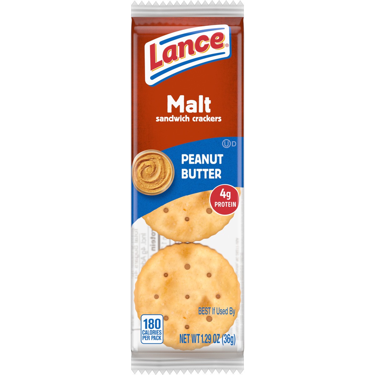 slide 9 of 11, Lance Malt Peanut Butter Crackers Single Pack, 1.29 oz