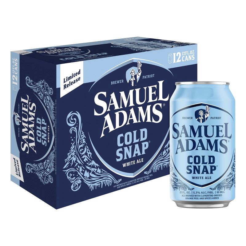 slide 1 of 7, Samuel Adams Cold Snap White Ale Seasonal Beer - 12pk/12 fl oz Cans, 12 ct; 12 fl oz